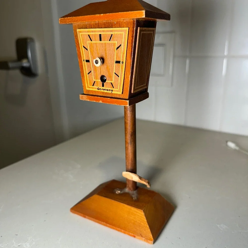 Vintage German Wooden‎ Clock Shelf Table Desk Decor Collectible Needs Work